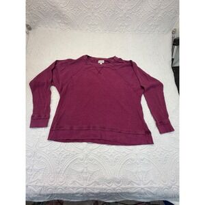 Wonderly Studio Womens Waffle Knit Thermal Top Berry Wine Raglan Long Sleeve S